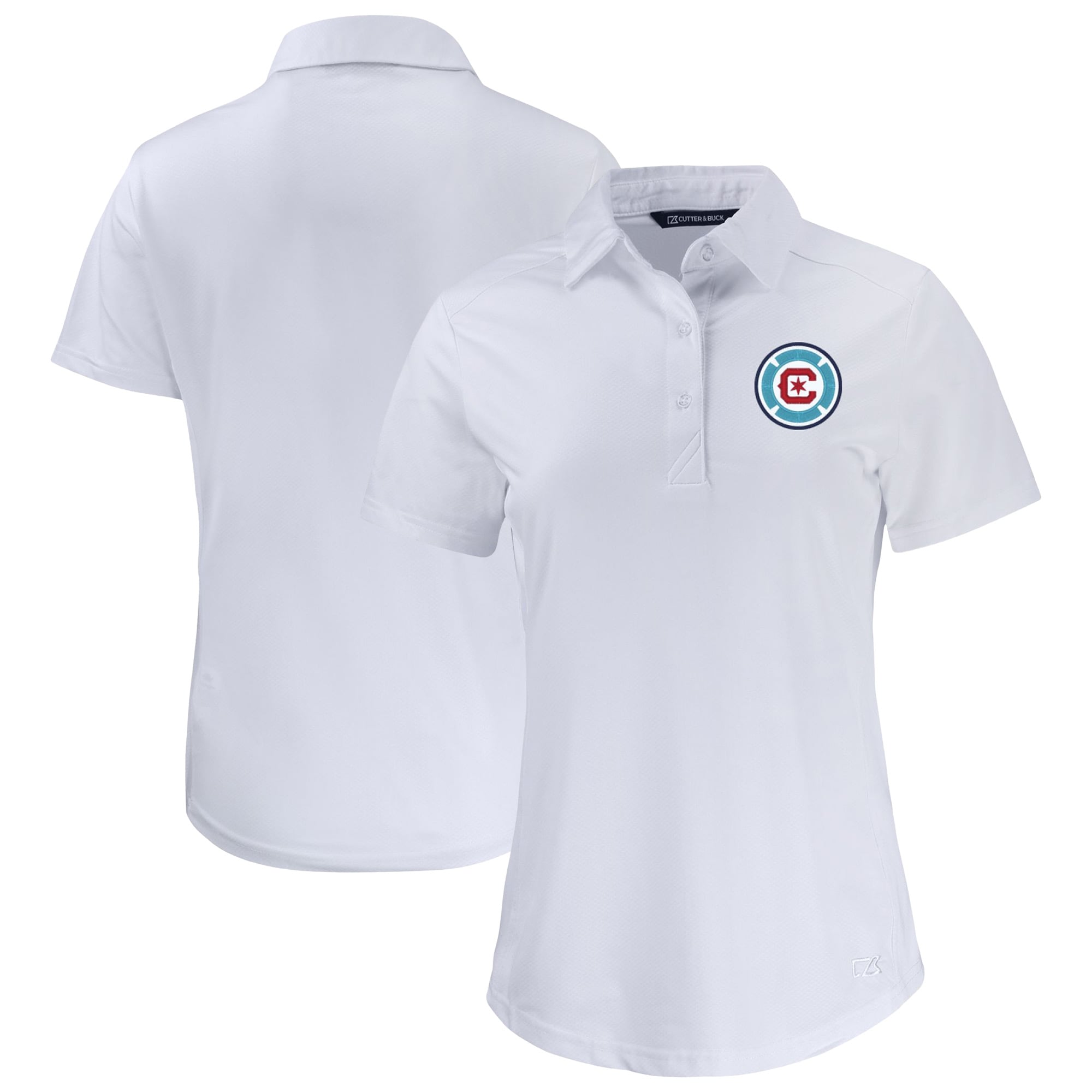 Women's Cutter & Buck White Chicago Fire Prospect Eco Textured Stretch Recycled Polo