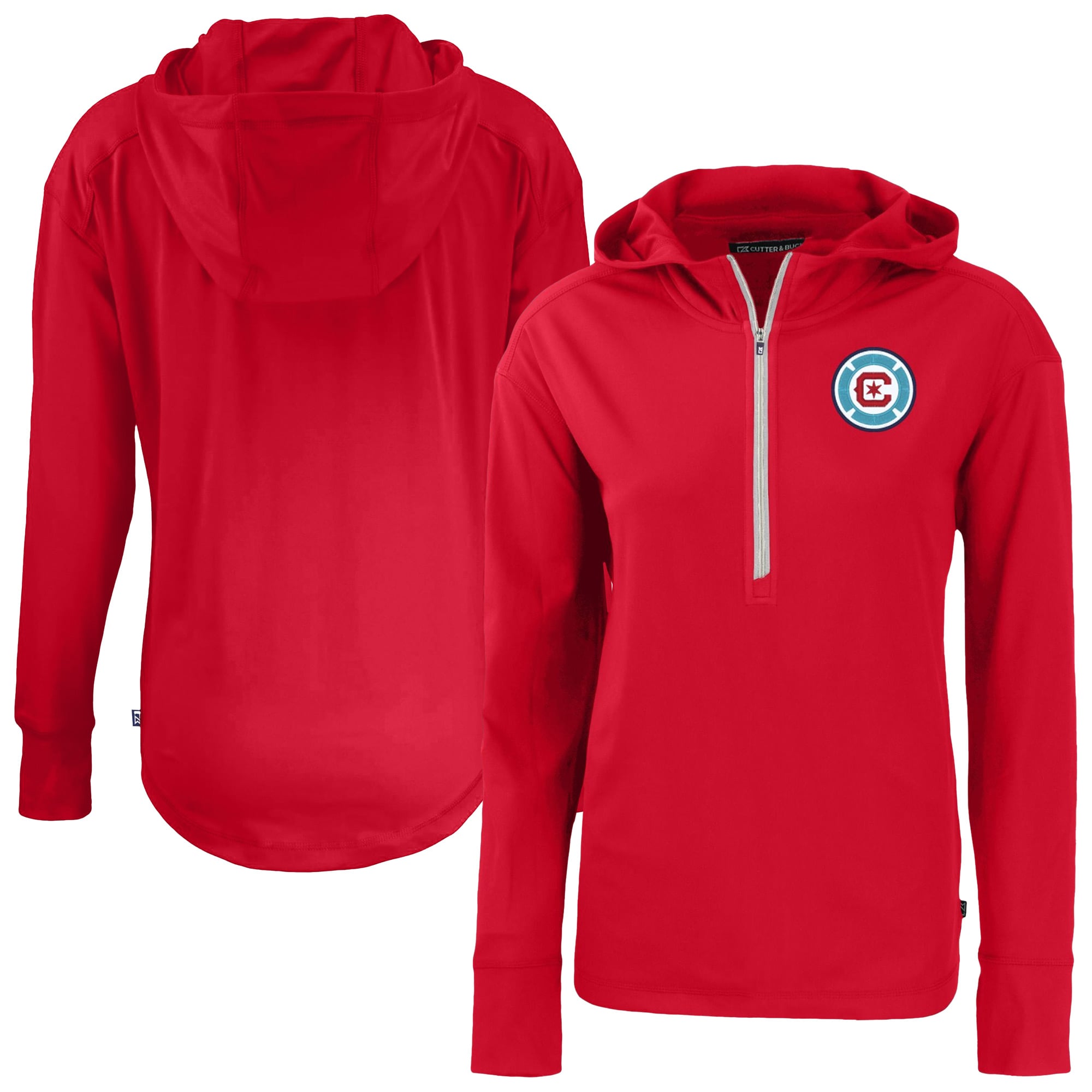 Women's Cutter & Buck Red Chicago Fire Daybreak Eco Recycled Half-Zip Hoodie