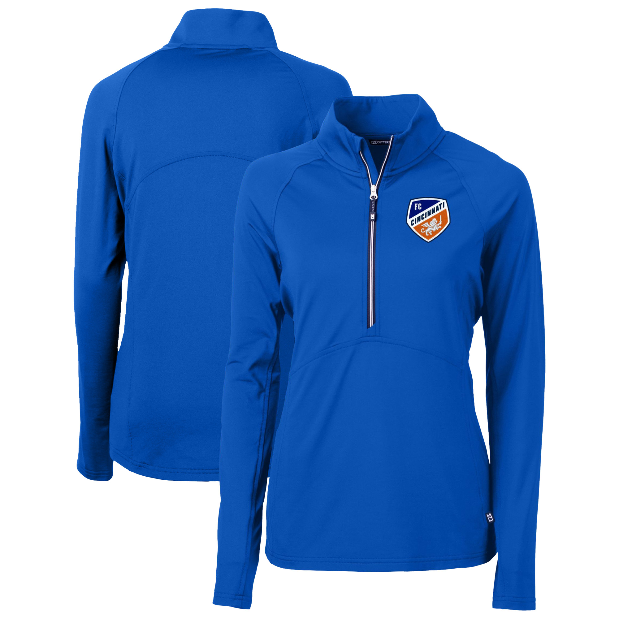 Women's Cutter & Buck Blue FC Cincinnati Adapt Eco Knit Stretch Recycled Half-Zip Top