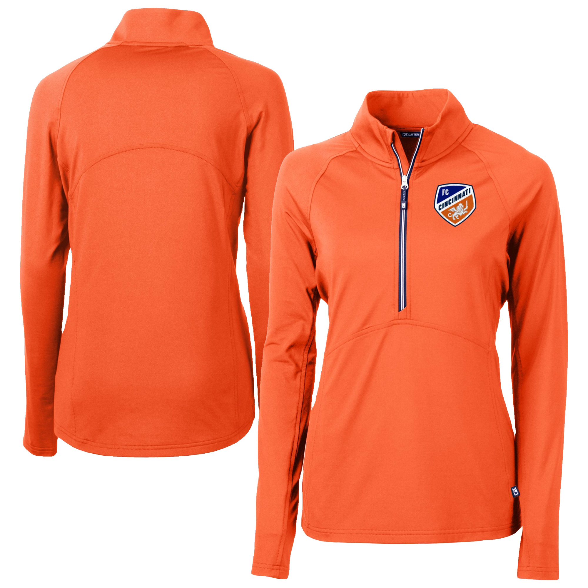 Women's Cutter & Buck Orange FC Cincinnati Adapt Eco Knit Stretch Recycled Half-Zip Top