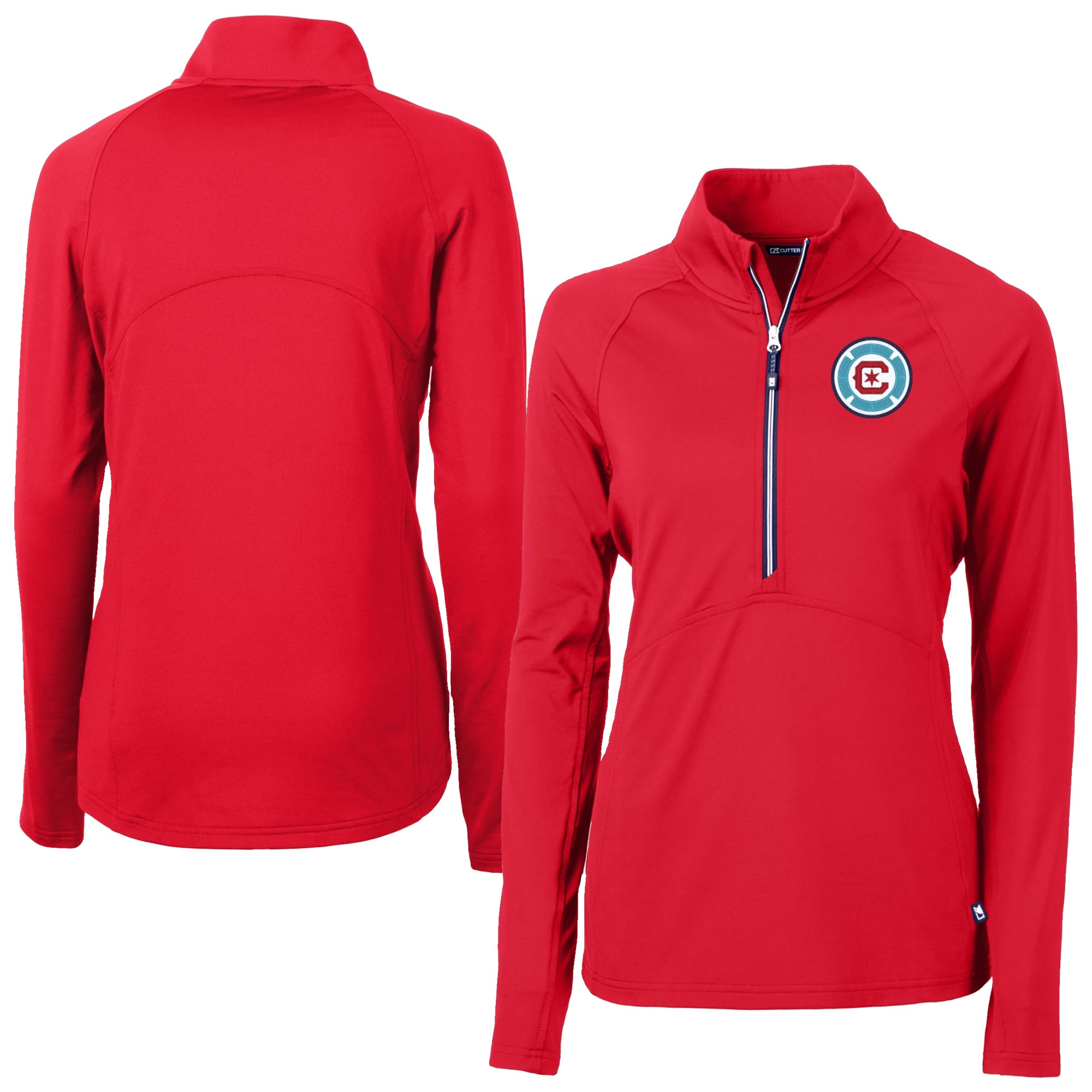 Women's Cutter & Buck Red Chicago Fire Adapt Eco Knit Stretch Recycled Half-Zip Top
