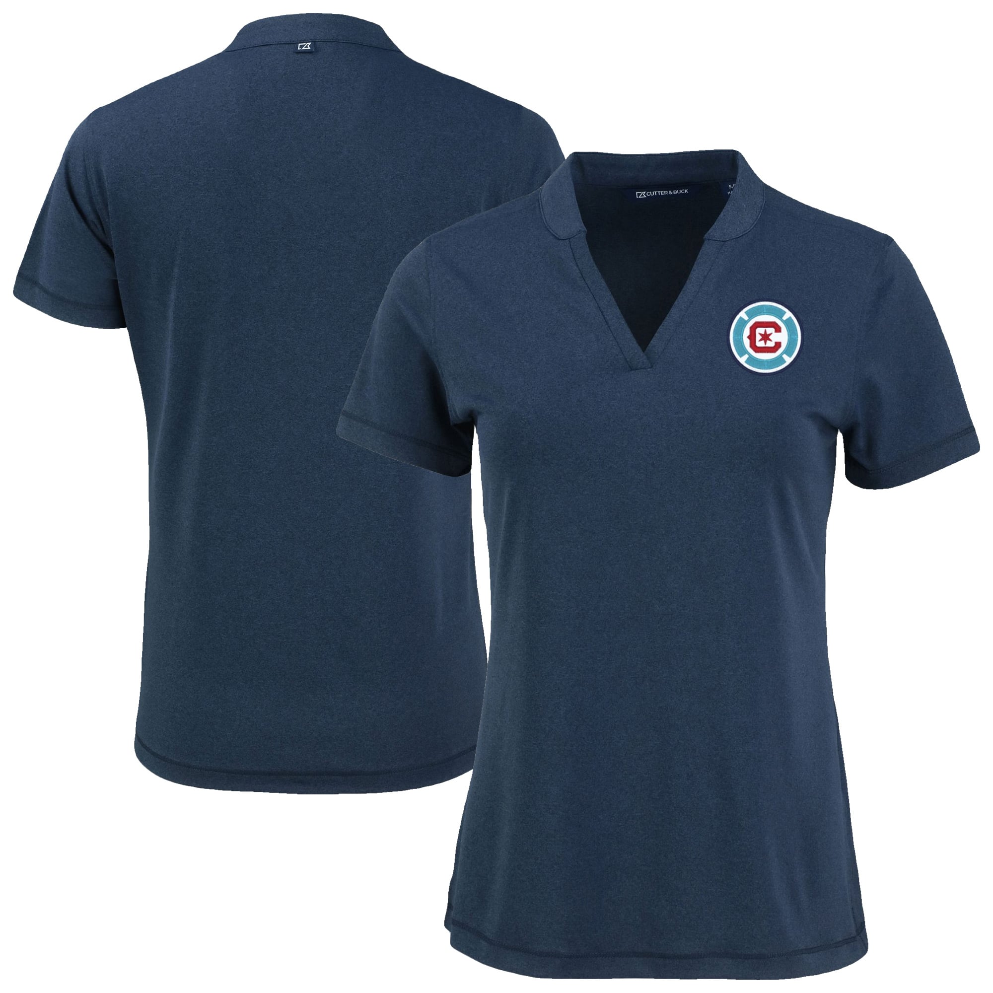 Women's Cutter & Buck Heather Navy Chicago Fire Forge Heather Stretch Blade Top