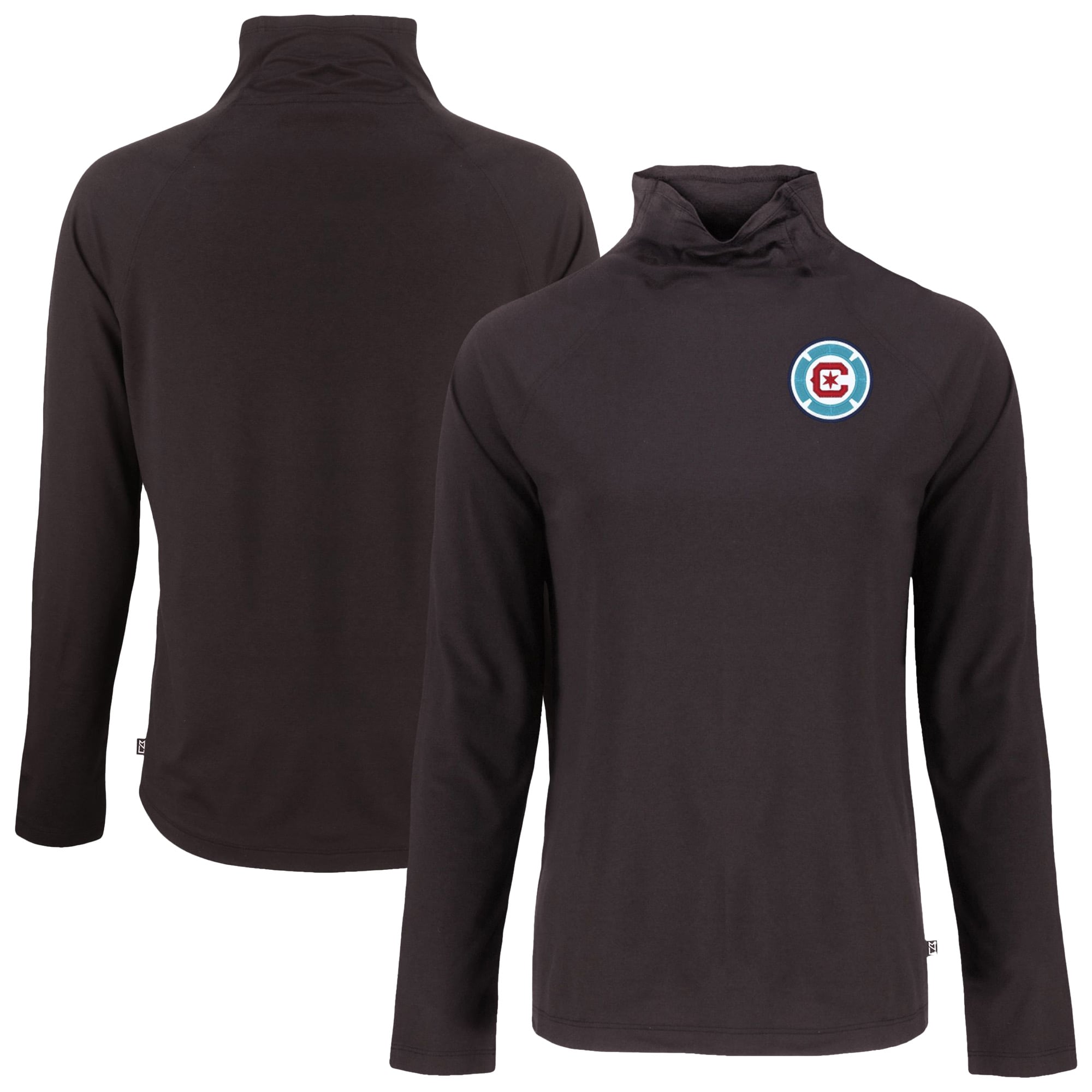 Women's Cutter & Buck Black Chicago Fire Coastline Epic Comfort Eco Recycled Funnel-Neck Top
