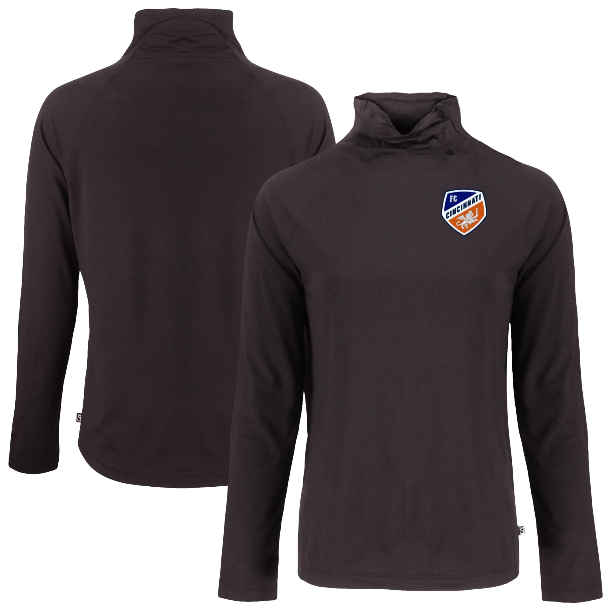 Women's Cutter & Buck Black FC Cincinnati Coastline Epic Comfort Eco Recycled Funnel-Neck Top