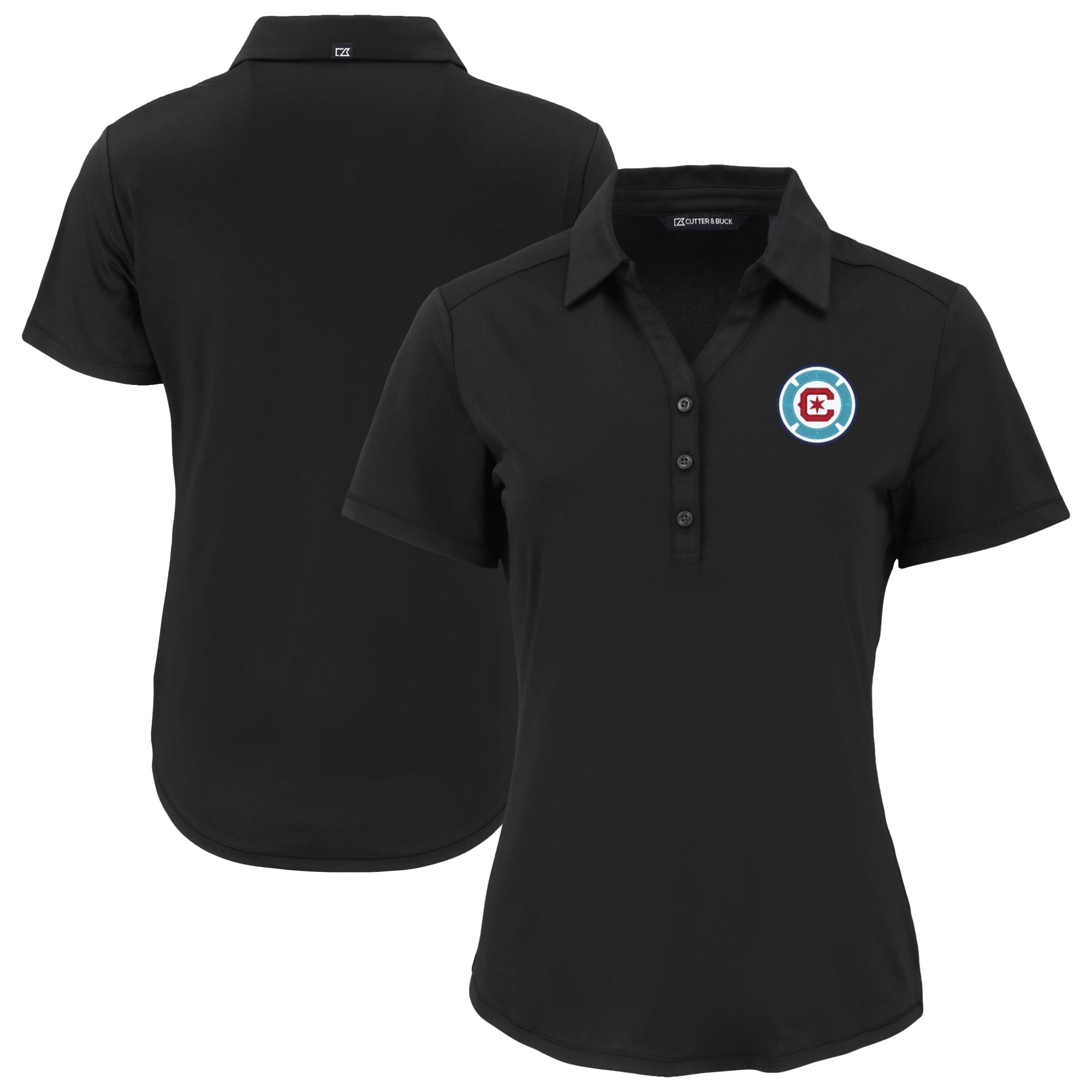 Women's Cutter & Buck Black Chicago Fire Forge Eco Stretch Recycled Polo