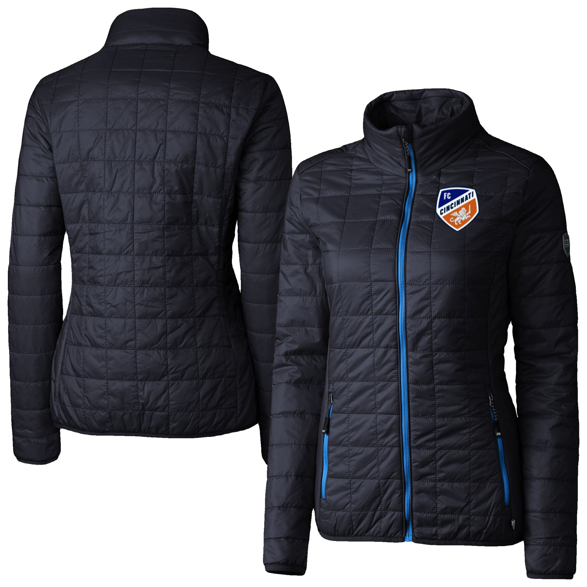 Women's Cutter & Buck Navy FC Cincinnati Rainier PrimaLoft Eco Insulated Full-Zip Printed Puffer Jacket