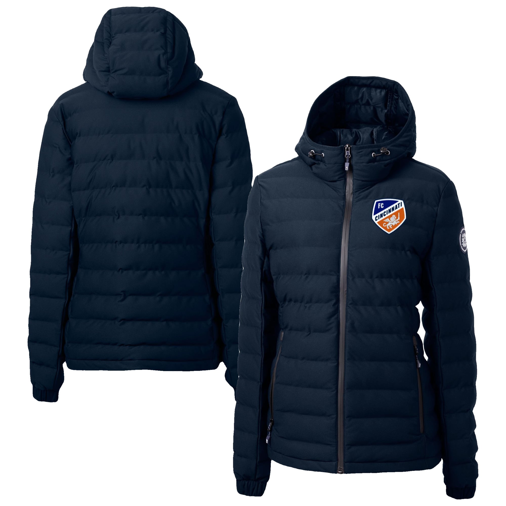 Women's Cutter & Buck Navy FC Cincinnati Mission Ridge Repreve Eco Insulated Hooded Puffer Jacket