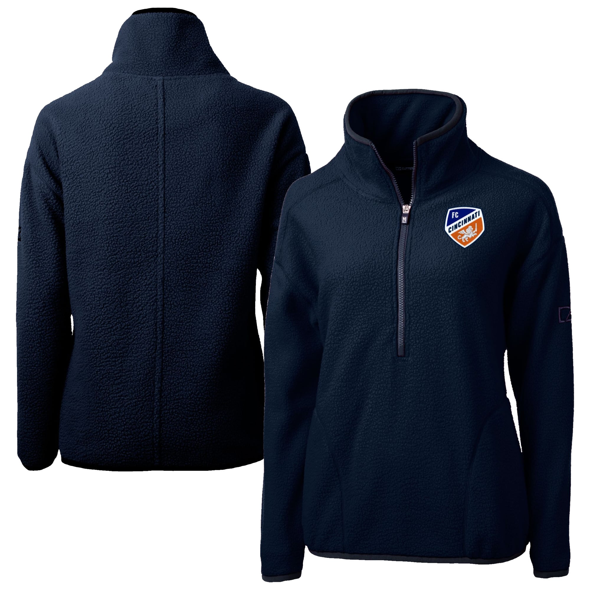 Women's Cutter & Buck Navy FC Cincinnati Cascade Eco Fleece Pullover Jacket