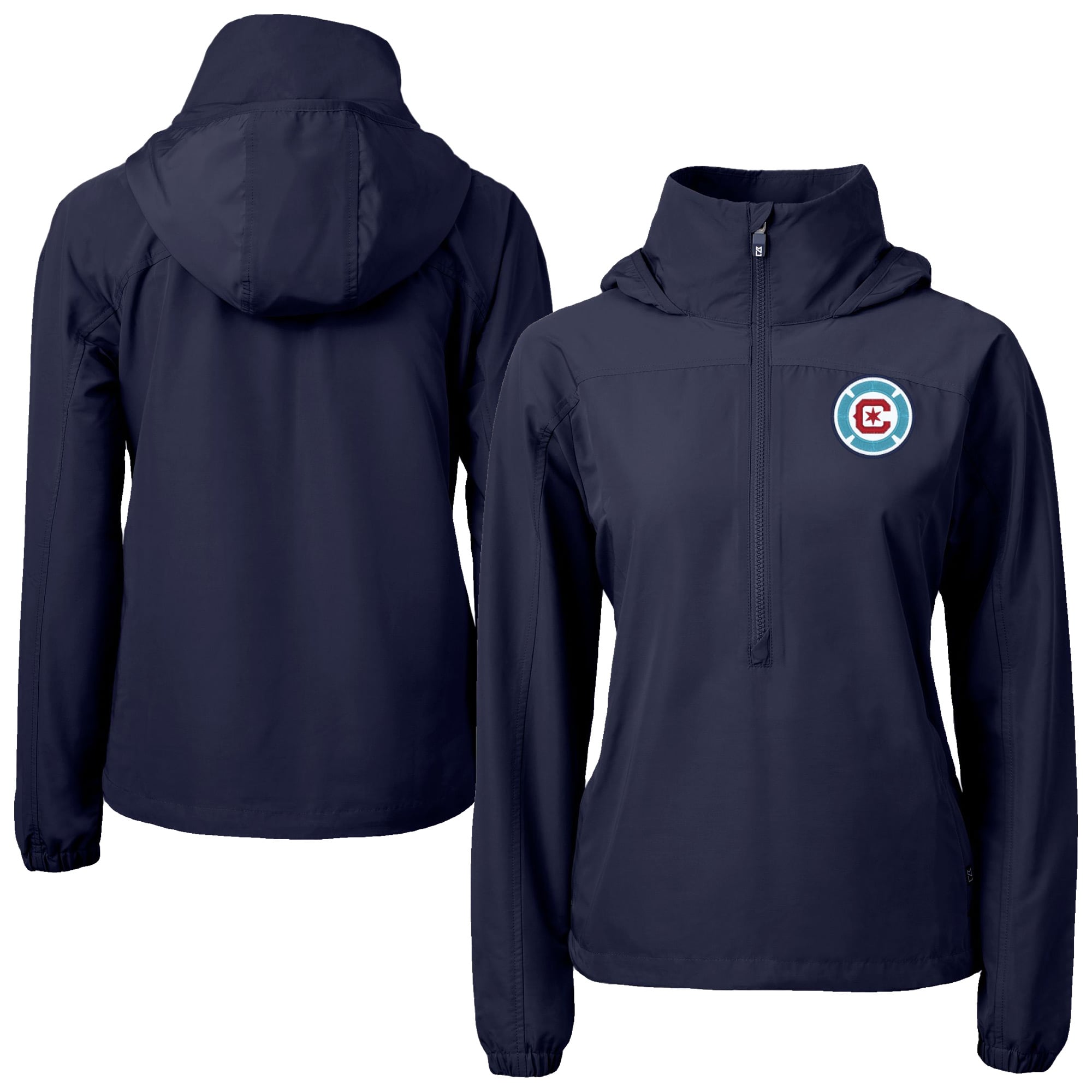 Women's Cutter & Buck Navy Chicago Fire Charter Eco Recycled Full-Zip Anorak Jacket