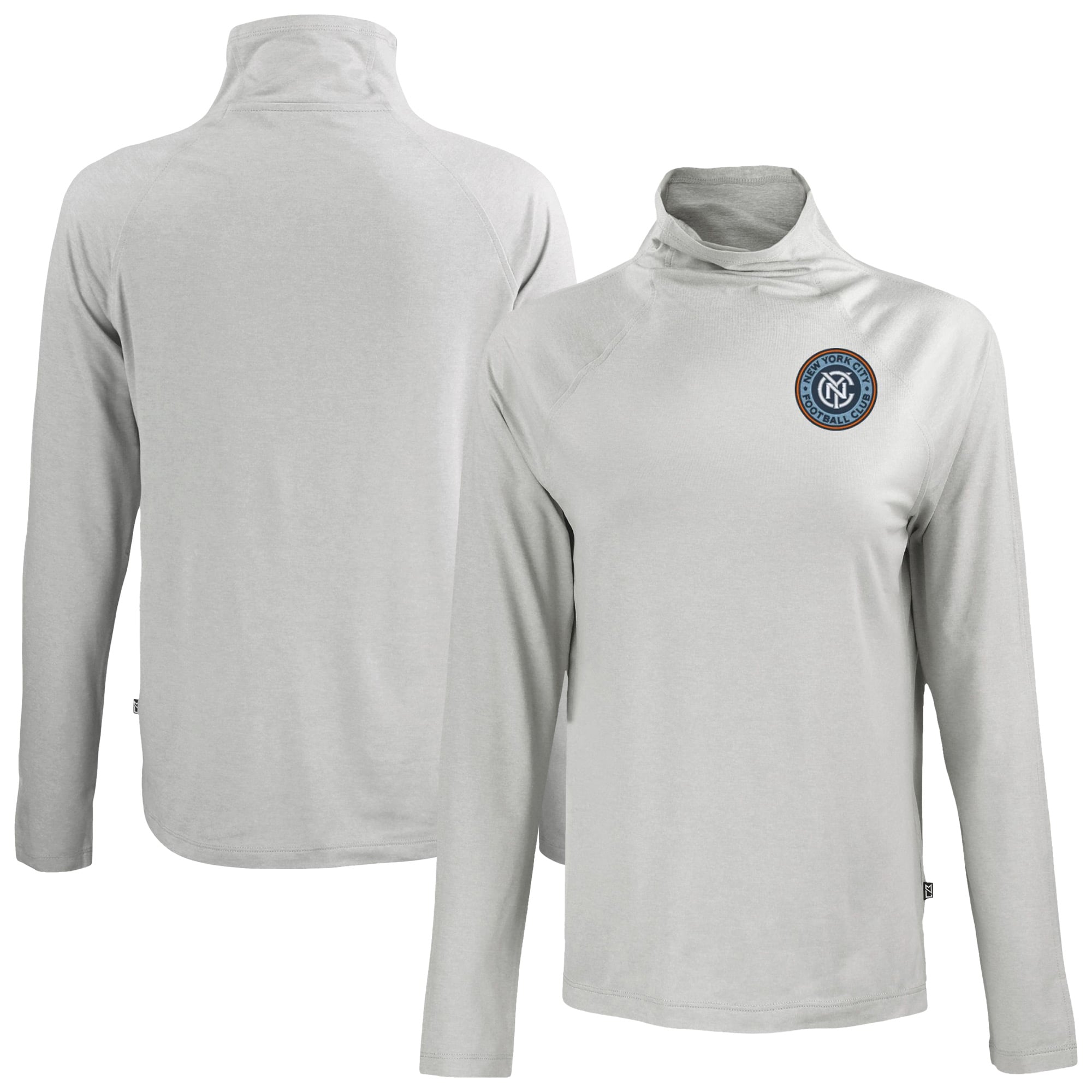 Women's Cutter & Buck Gray New York City FC Coastline Epic Comfort Eco Recycled Funnel-Neck Top