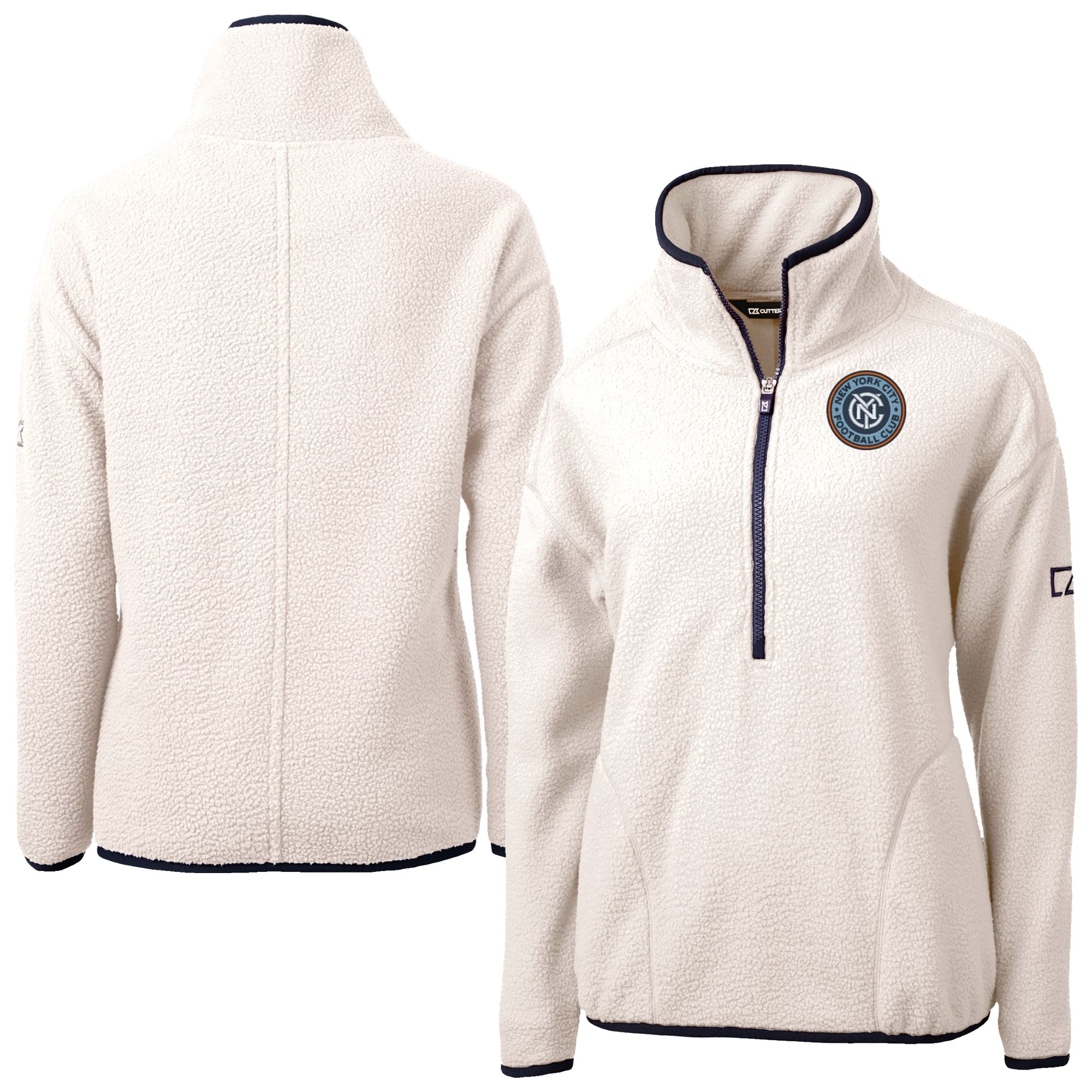 Women's Cutter & Buck Oatmeal New York City FC Cascade Eco Fleece Pullover Jacket