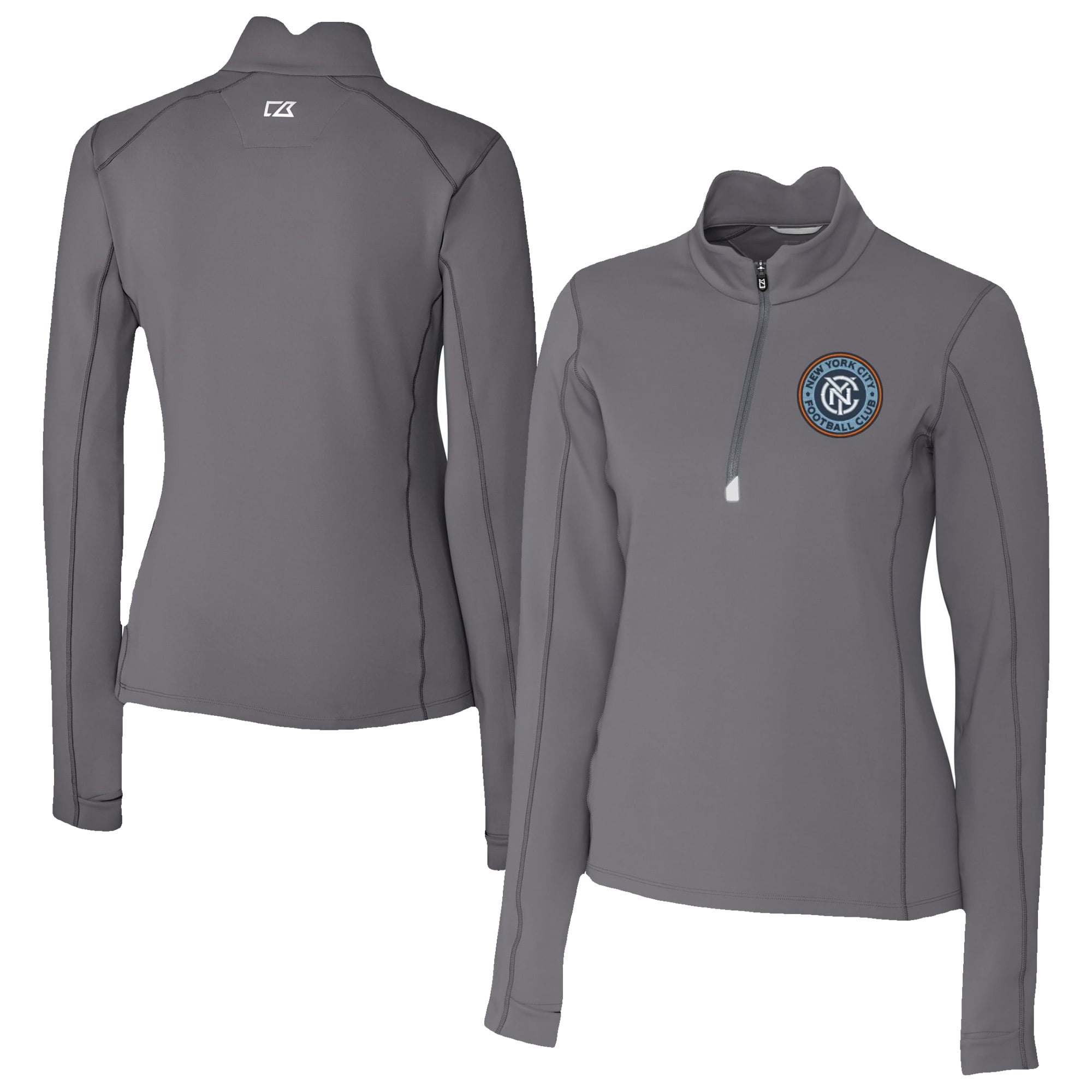 Women's Cutter & Buck Gray New York City FC Traverse Stretch Eco Quarter-Zip Top
