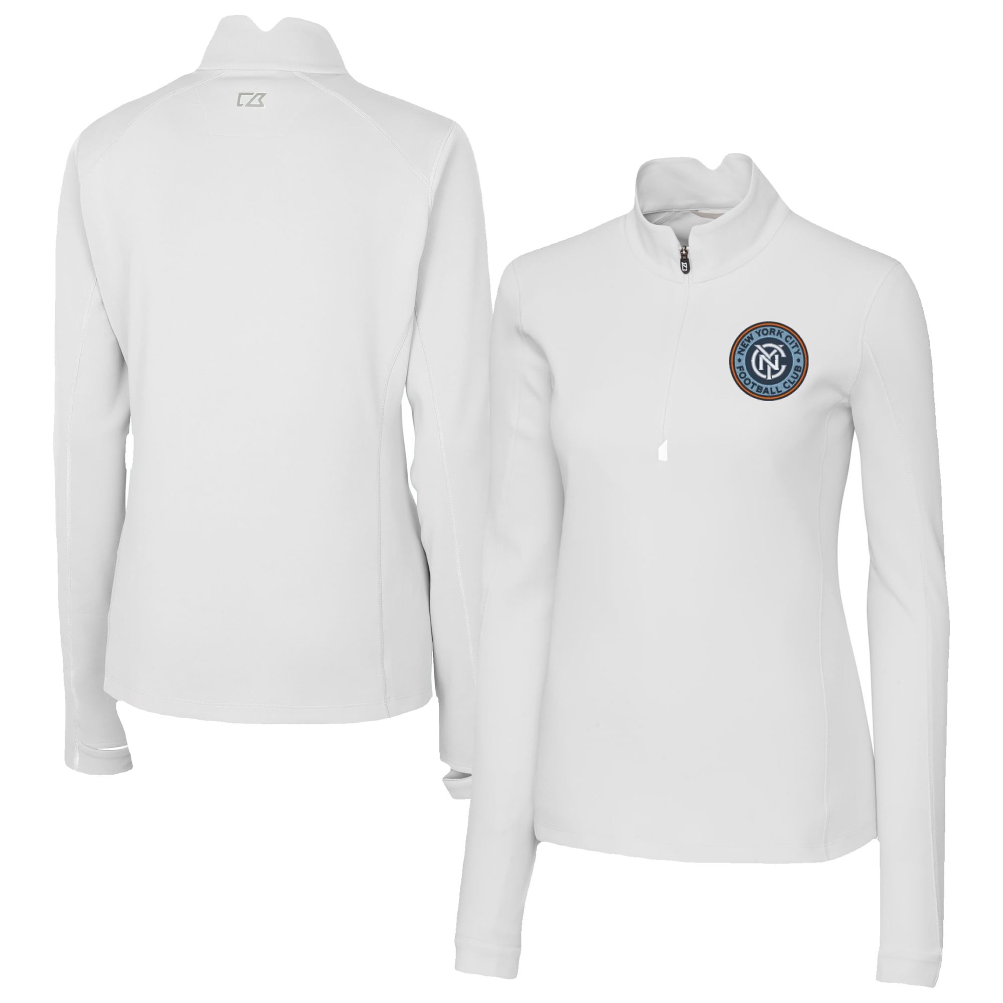 Women's Cutter & Buck White New York City FC Traverse Stretch Eco Quarter-Zip Top