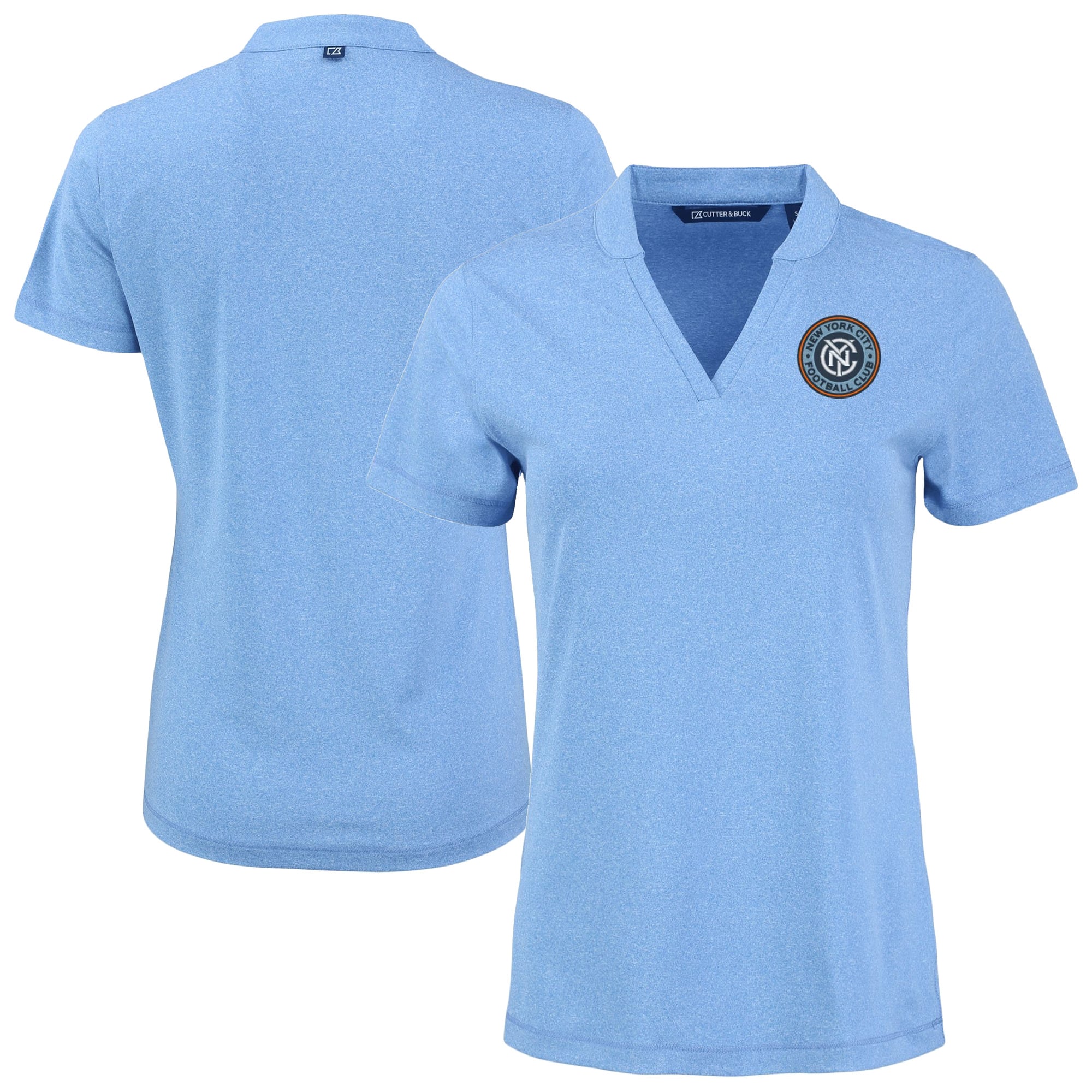 Women's Cutter & Buck Heather Powder Blue New York City FC Forge Heather Stretch Blade Top