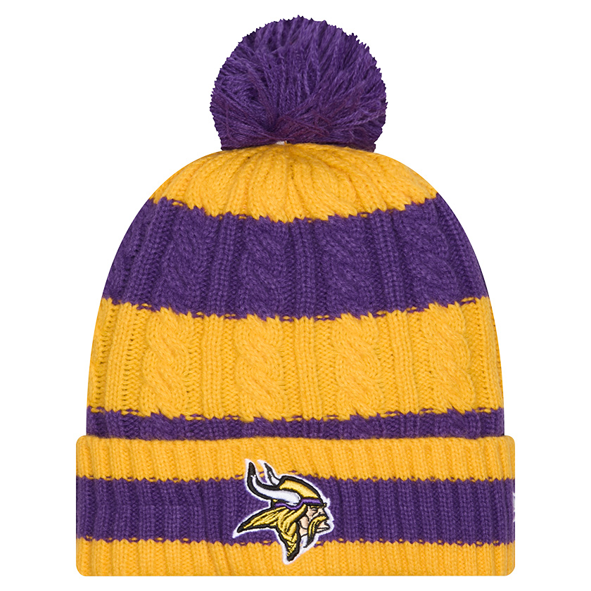 Women's New Era Purple Minnesota Vikings Braided Cuffed Knit Hat with Pom