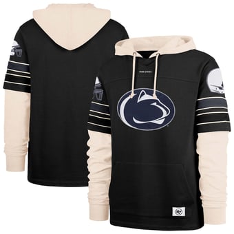 Men's '47  Black Penn State Nittany Lions Split Zone Cornerback Lacer Pullover Hoodie