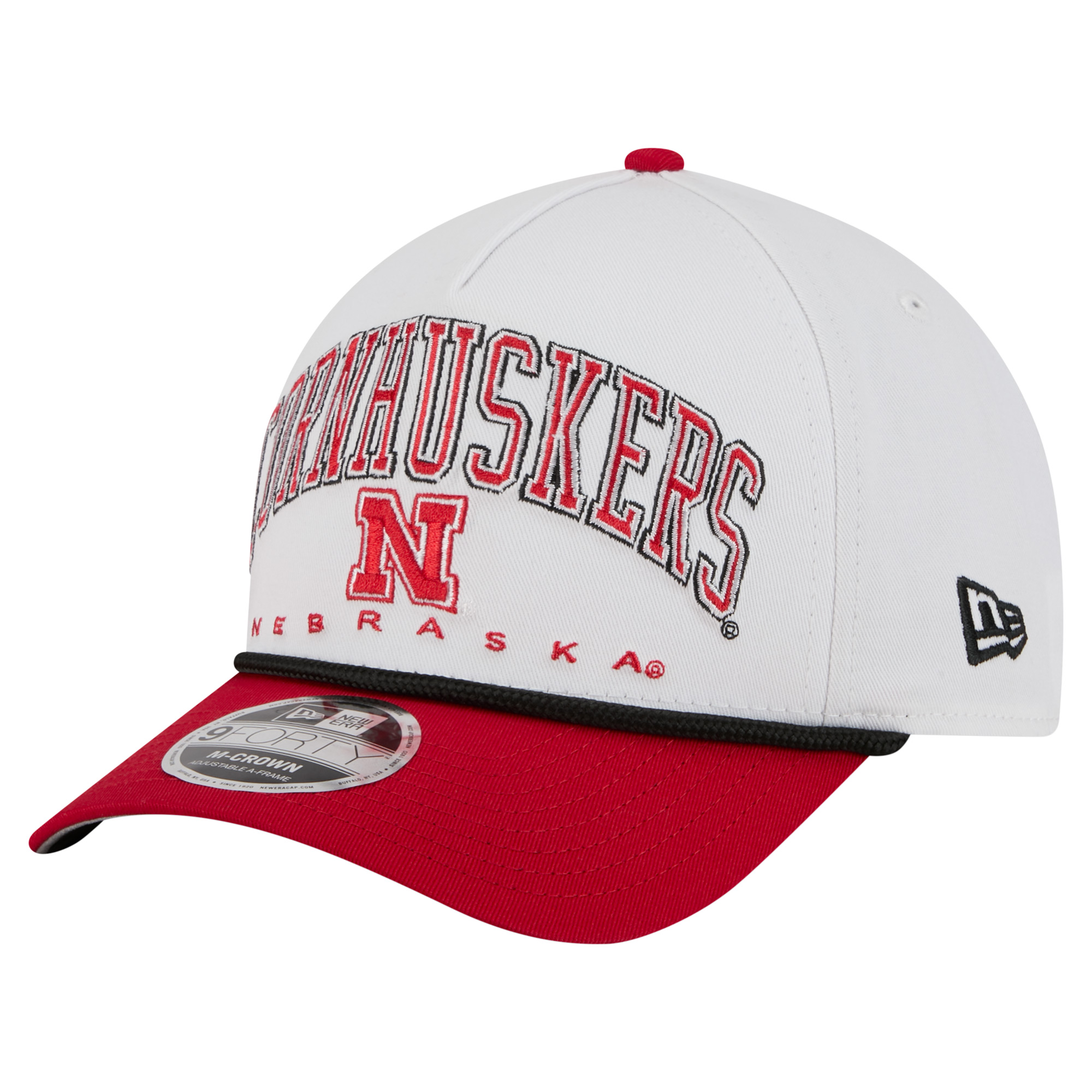 Men’s New Era White/Scarlet Nebraska Huskers Arch Two-Tone Rope 9FORTY A-Frame M-Crown Adjustable Hat Men’s New Era White/Scarlet Nebraska Huskers Arch Two-Tone Rope 9FORTY A-Frame M-Crown Adjustable Hat