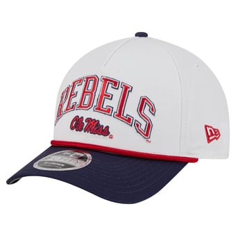 Men's New Era White/Navy Ole Miss Rebels Arch Two-Tone Rope 9FORTY A-Frame M-Crown Adjustable Hat