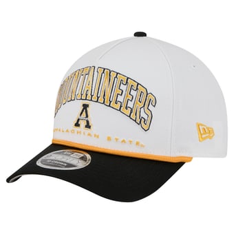 Men's New Era White/Black Appalachian State Mountaineers Arch Two-Tone Rope 9FORTY A-Frame M-Crown Adjustable Hat