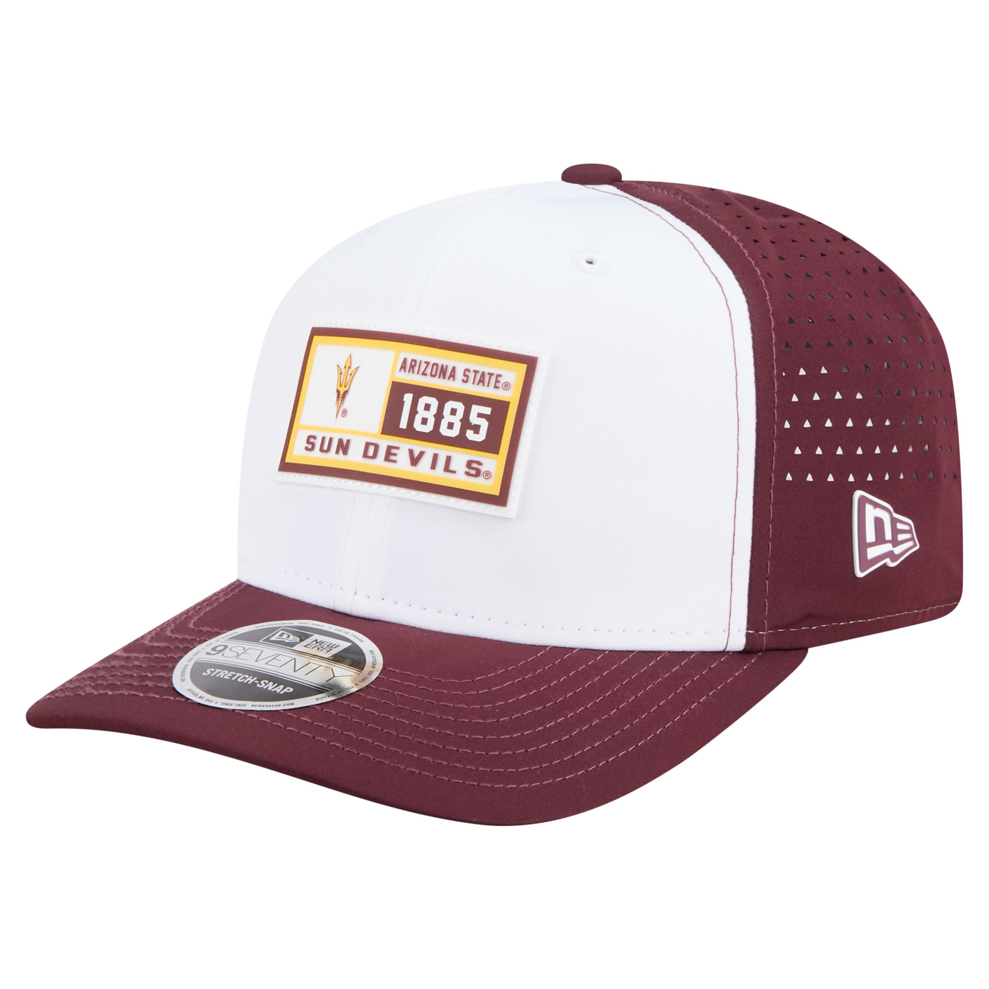 Men's New Era White/Maroon Arizona State Sun Devils Perforated Patched 9SEVENTY Adjustable Hat