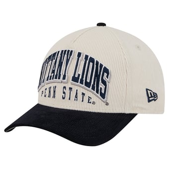 Men's New Era Navy/Cream Penn State Nittany Lions Arch Two-Tone Corduroy 9FORTY A-Frame Adjustable Hat