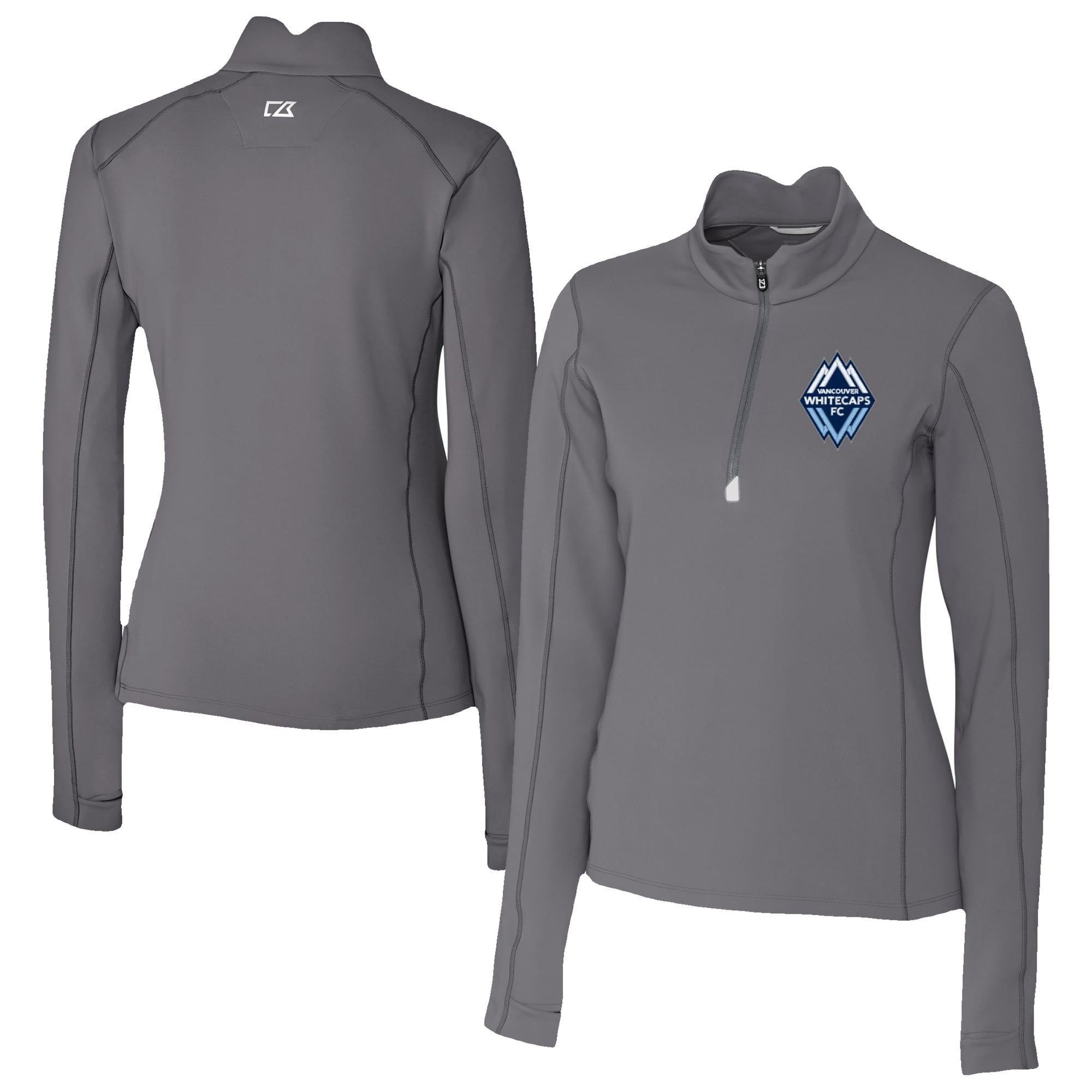 Women's Cutter & Buck Gray Vancouver Whitecaps FC Traverse Stretch Eco Quarter-Zip Top