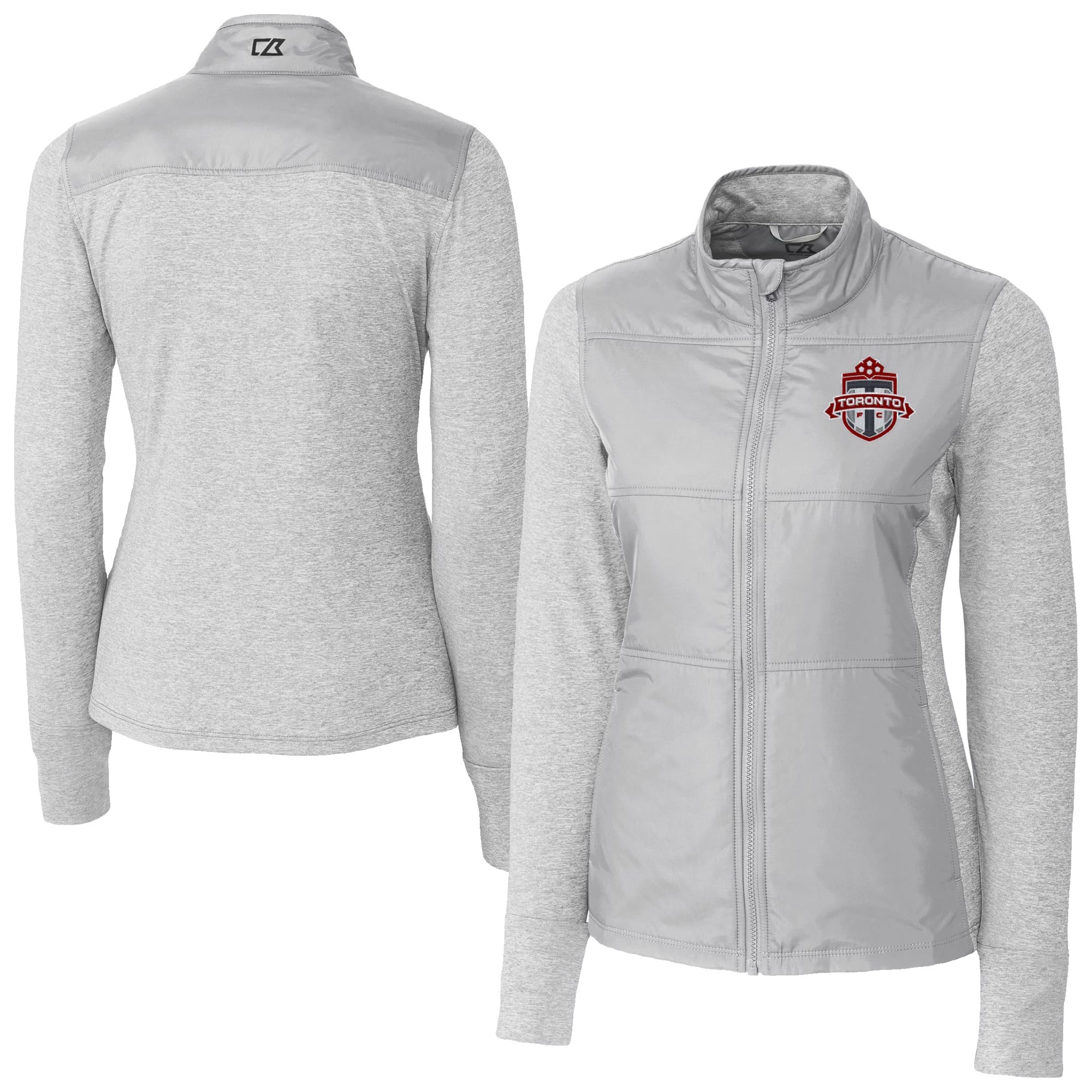 Women's Cutter & Buck Gray Toronto FC Stealth Hybrid Quilted Full-Zip Windbreaker Jacket