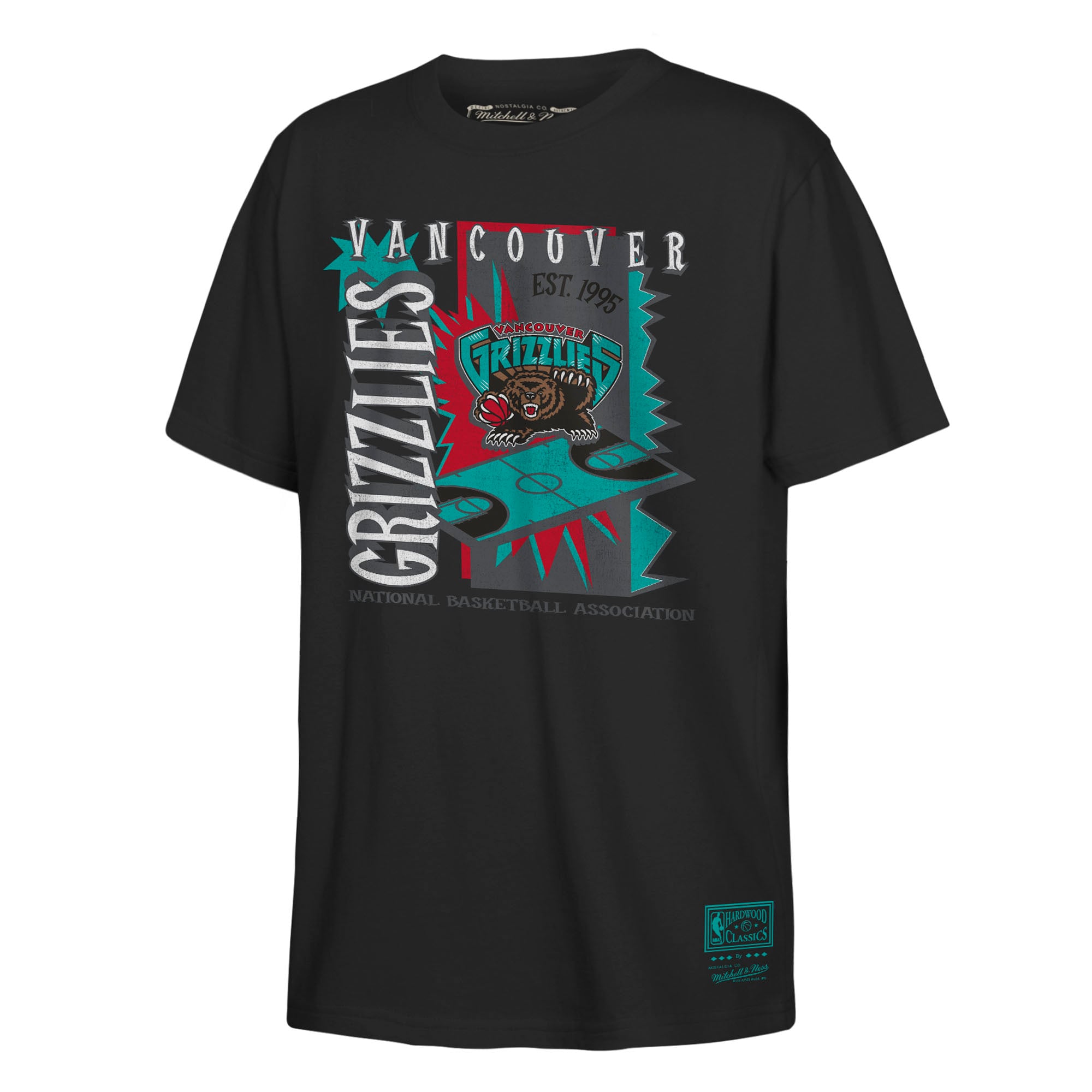 Youth Mitchell & Ness Black Vancouver Grizzlies Hardwood Classics Retro '90s Poster T-Shirt