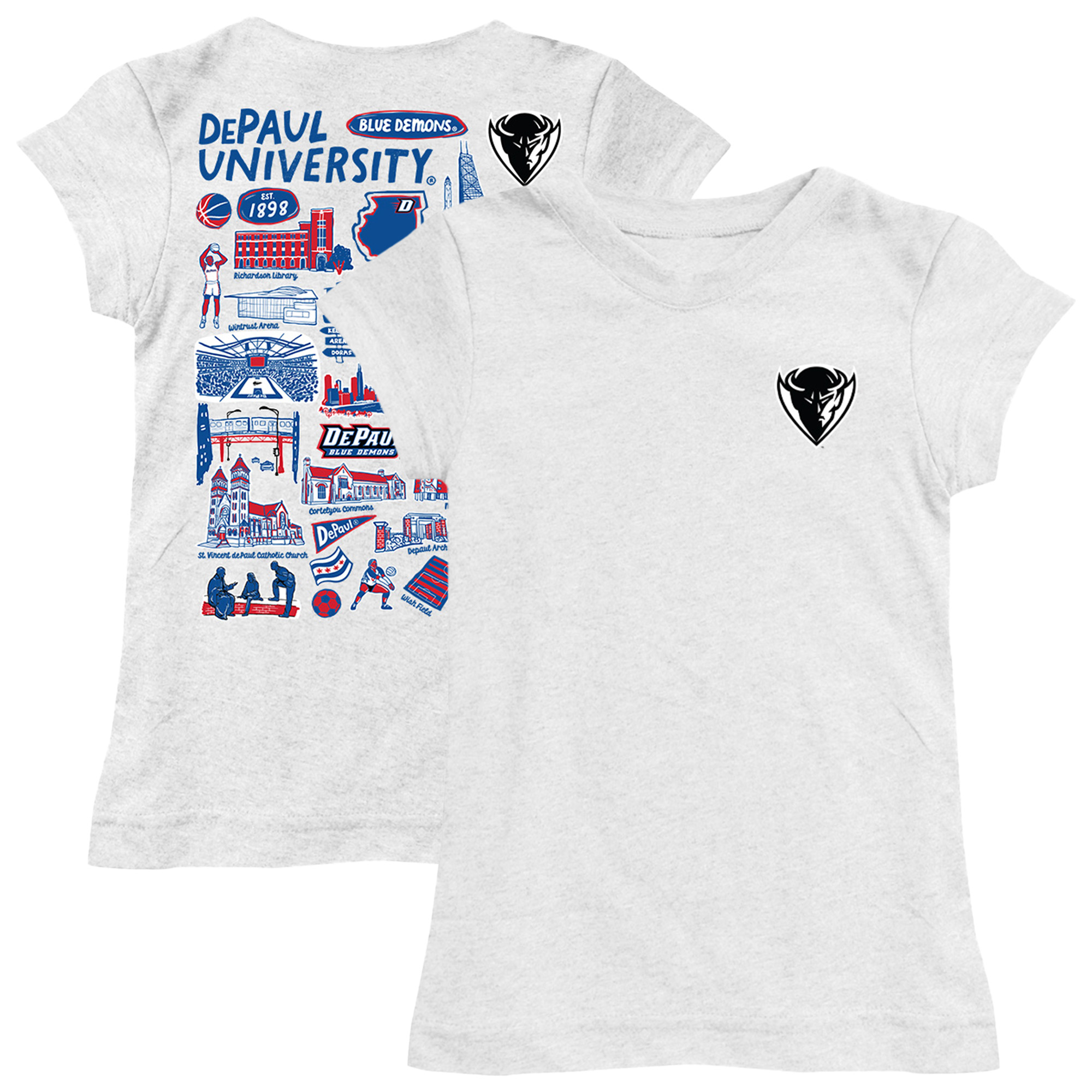 Youth Vive La Fete White DePaul Blue Demons Impressions Artwork Fitted T-Shirt Youth Vive La Fete White DePaul Blue Demons Impressions Artwork Fitted T-Shirt