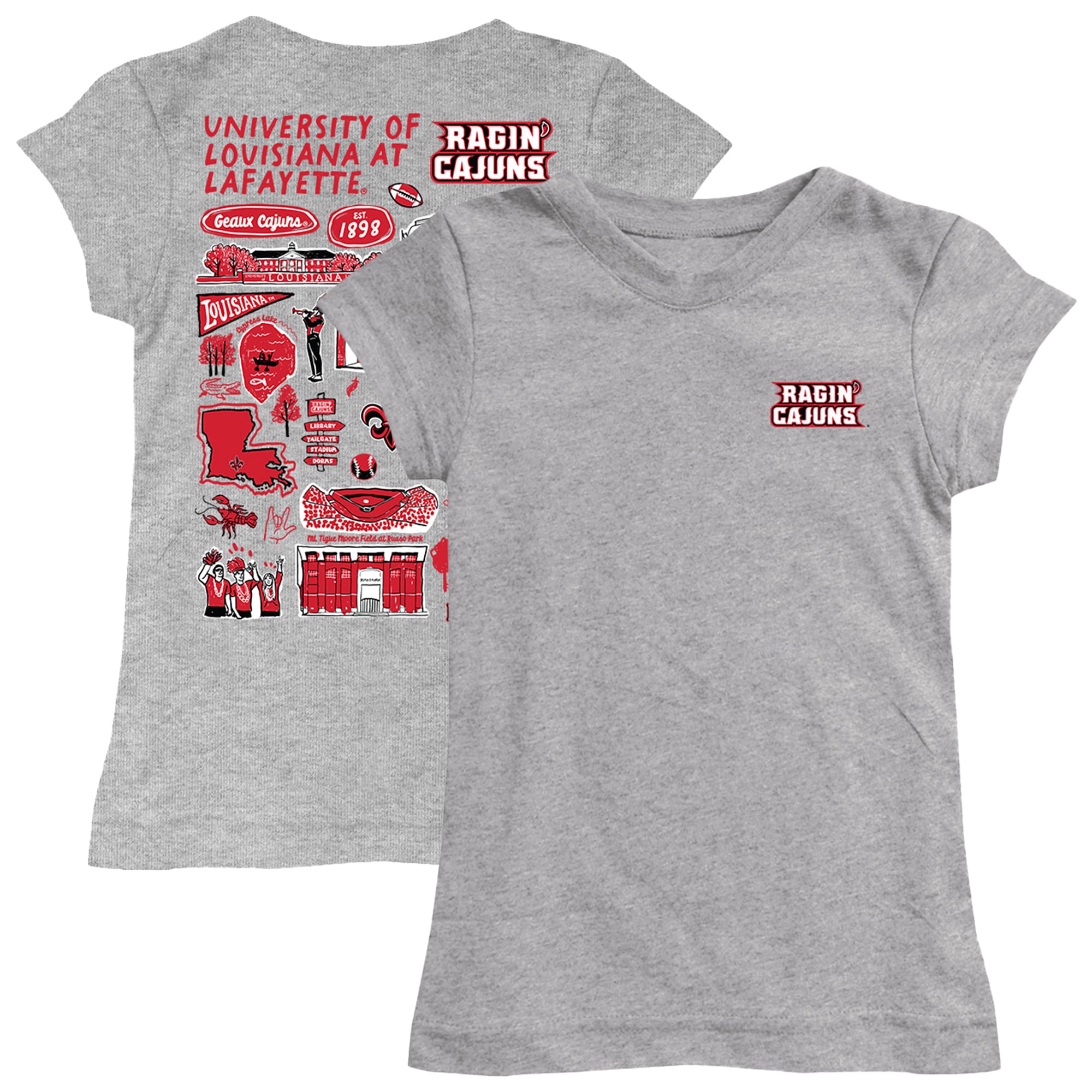 Youth Vive La Fete  Gray Louisiana Ragin' Cajuns Impressions Artwork Fitted T-Shirt