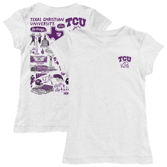 Youth Vive La Fete  White TCU Horned Frogs Impressions Artwork Fitted T-Shirt