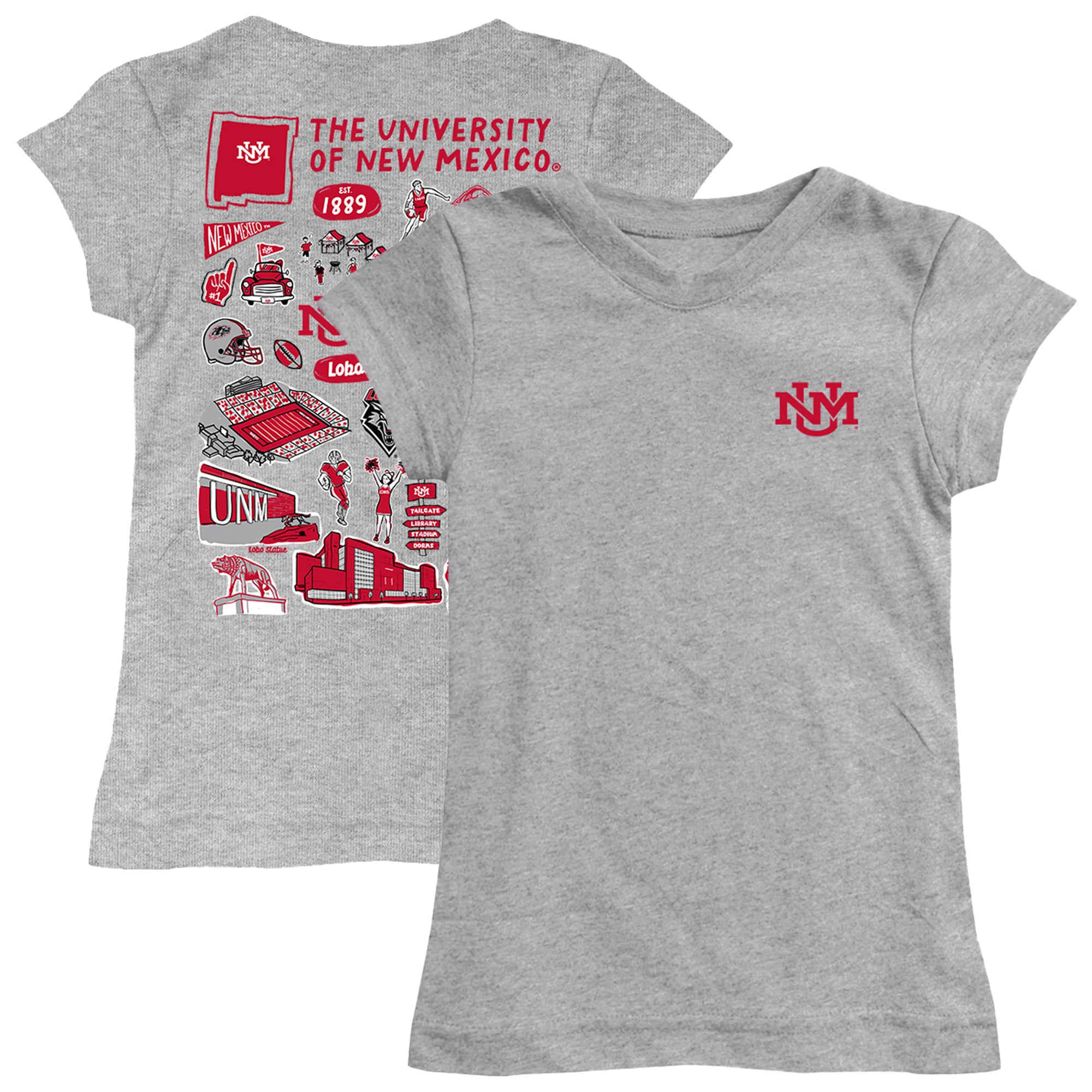 Youth Vive La Fete  Heather Gray New Mexico Lobos Impressions Artwork Fitted T-Shirt