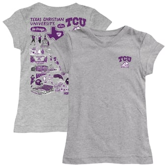 Youth Vive La Fete  Gray TCU Horned Frogs Impressions Artwork Fitted T-Shirt