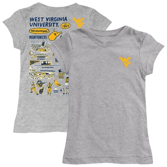 Youth Vive La Fete  Heather Gray West Virginia Mountaineers Impressions Artwork Fitted T-Shirt