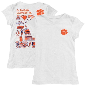 Girls Toddler Vive La Fete  White Clemson Tigers Impressions Artwork T-Shirt