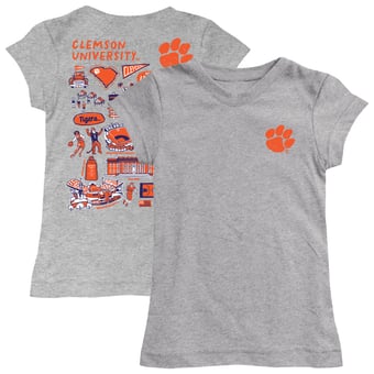 Girls Toddler Vive La Fete  Heather Gray Clemson Tigers Impressions Artwork T-Shirt