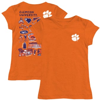 Girls Toddler Vive La Fete  Orange Clemson Tigers Impressions Artwork T-Shirt