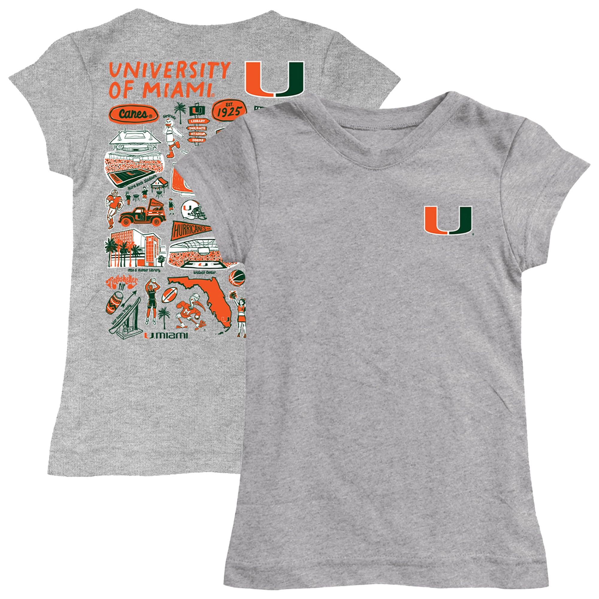 Girls Toddler Vive La Fete Heather Gray Miami Hurricanes Impressions Artwork T-Shirt