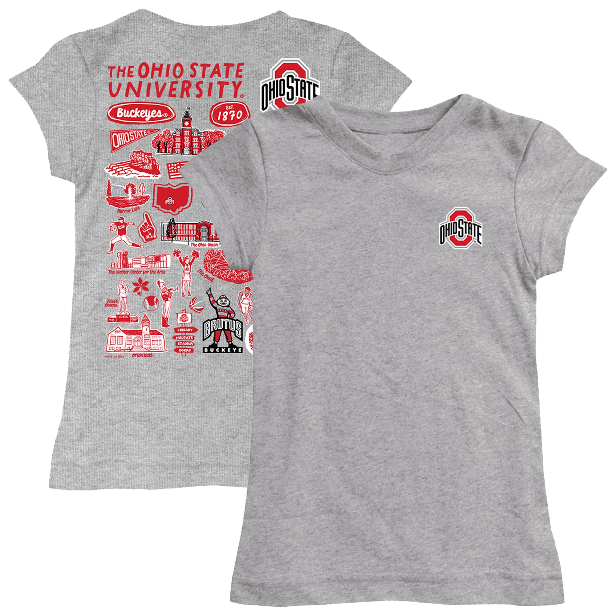 Girls Toddler Vive La Fete Heather Gray Ohio State Buckeyes Impressions Artwork T-Shirt