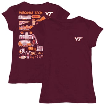 Girls Toddler Vive La Fete  Maroon Virginia Tech Hokies Impressions Artwork T-Shirt