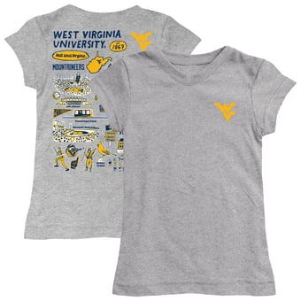 Girls Toddler Vive La Fete  Heather Gray West Virginia Mountaineers Impressions Artwork T-Shirt