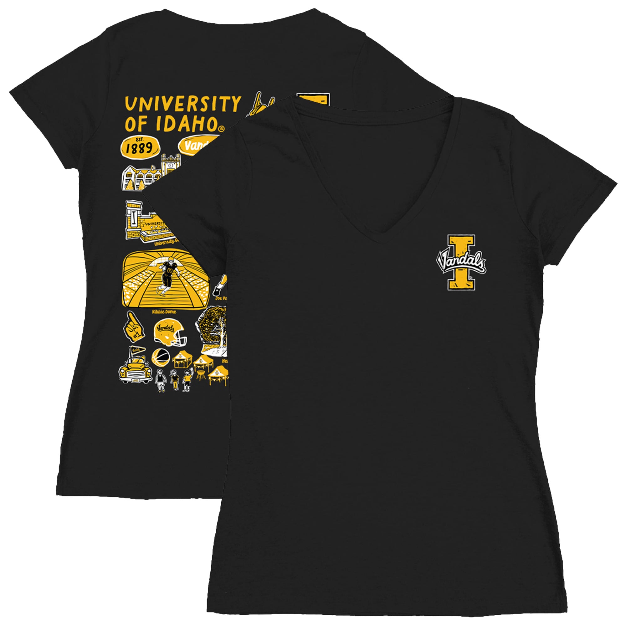 Women's Vive La Fete  Black Idaho Vandals Impressions Artwork V-Neck T-Shirt