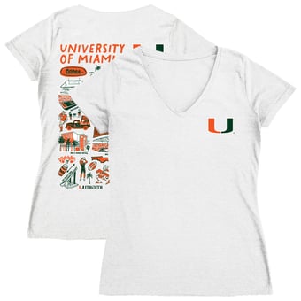 Women's Vive La Fete  White Miami Hurricanes Impressions Artwork V-Neck T-Shirt