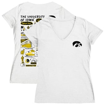 Women's Vive La Fete  White Iowa Hawkeyes Impressions Artwork V-Neck T-Shirt