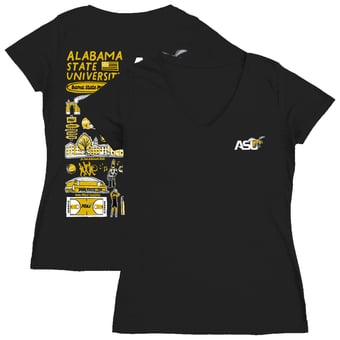 Women's Vive La Fete  Black Alabama State Hornets Impressions Artwork V-Neck T-Shirt