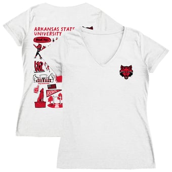 Women's Vive La Fete  White Arkansas Razorbacks Impressions Artwork V-Neck T-Shirt