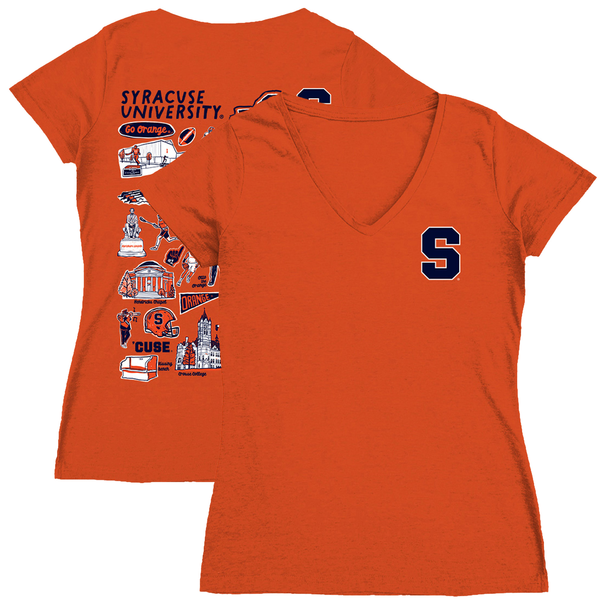 Women’s Vive La Fete Orange Syracuse Orange Impressions Artwork V-Neck T-Shirt Women’s Vive La Fete Orange Syracuse Orange Impressions Artwork V-Neck T-Shirt
