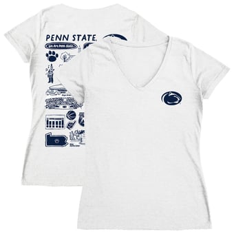 Women's Vive La Fete  White Penn State Nittany Lions Impressions Artwork V-Neck T-Shirt
