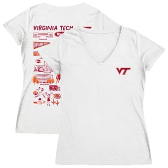 Women's Vive La Fete  White Virginia Tech Hokies Impressions Artwork V-Neck T-Shirt