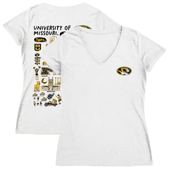 Women's Vive La Fete  White Missouri Tigers Impressions Artwork V-Neck T-Shirt